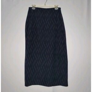 Spitalnick 70s Silk Maxi Pencil Skirt 12 Black Pink Stripe Classic Artsy Vintage